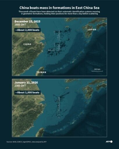 Thousands of Chinese boats mass at sea, raising questions