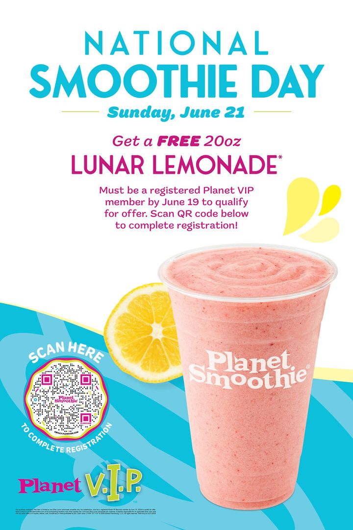 Sip Into National Smoothie Day with a Free Lunar Lemonade from Planet Smoothie