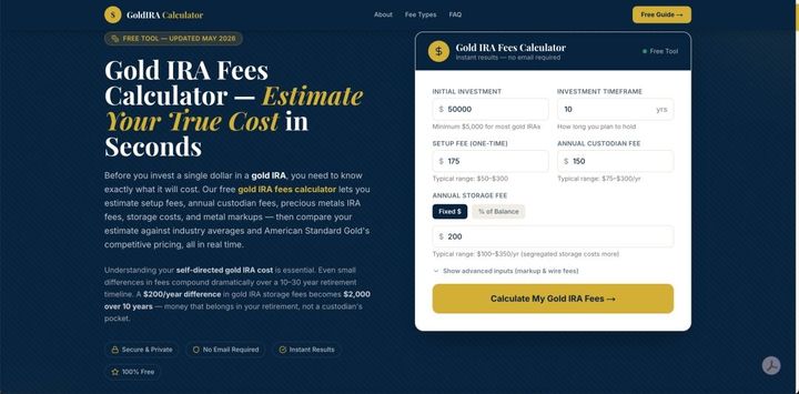 New Free Tool Helps Investors Compare Gold IRA Custodian Fees Across Top Providers