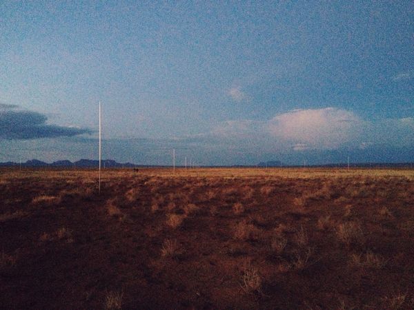 Walter de Maria's Lightning Fields at dusk.