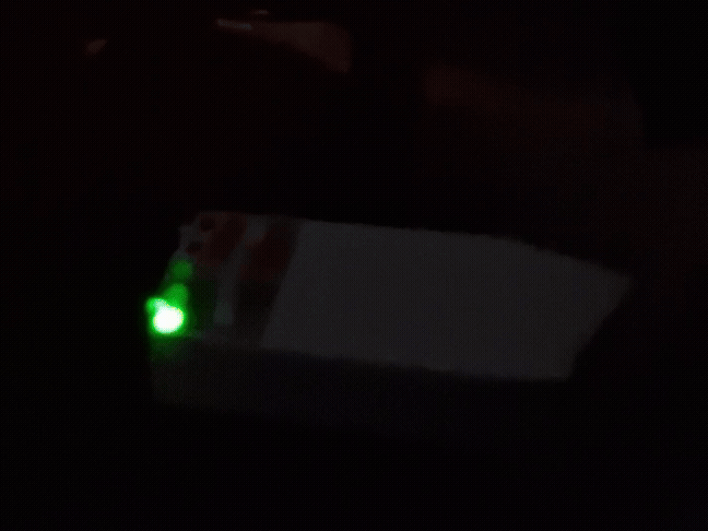 The EMF reader flickering to red in the pitch-black vaulted room.