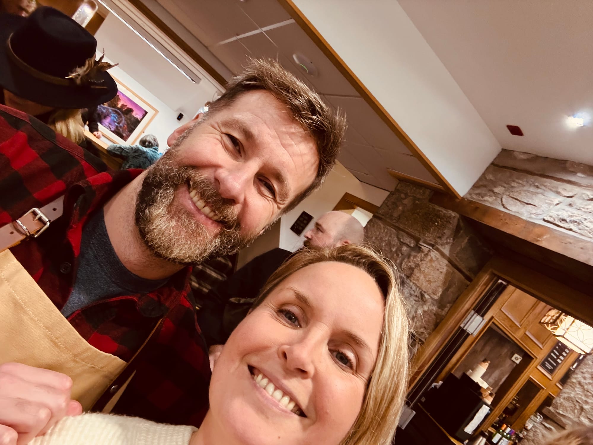 Rachel and Coinneach smile for a selfie.