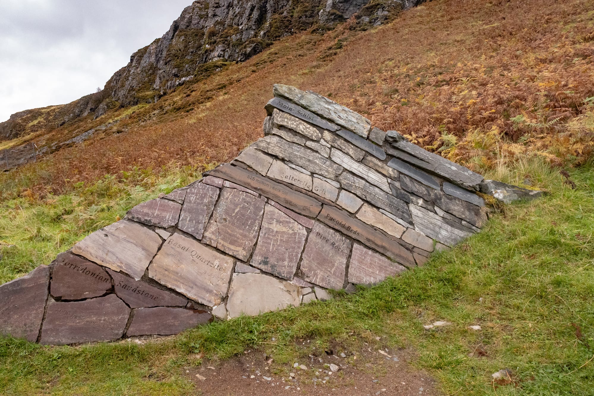 An example of the many layers of rocks formed at Knockan Crag over billions of years in the Puzzle Wall.