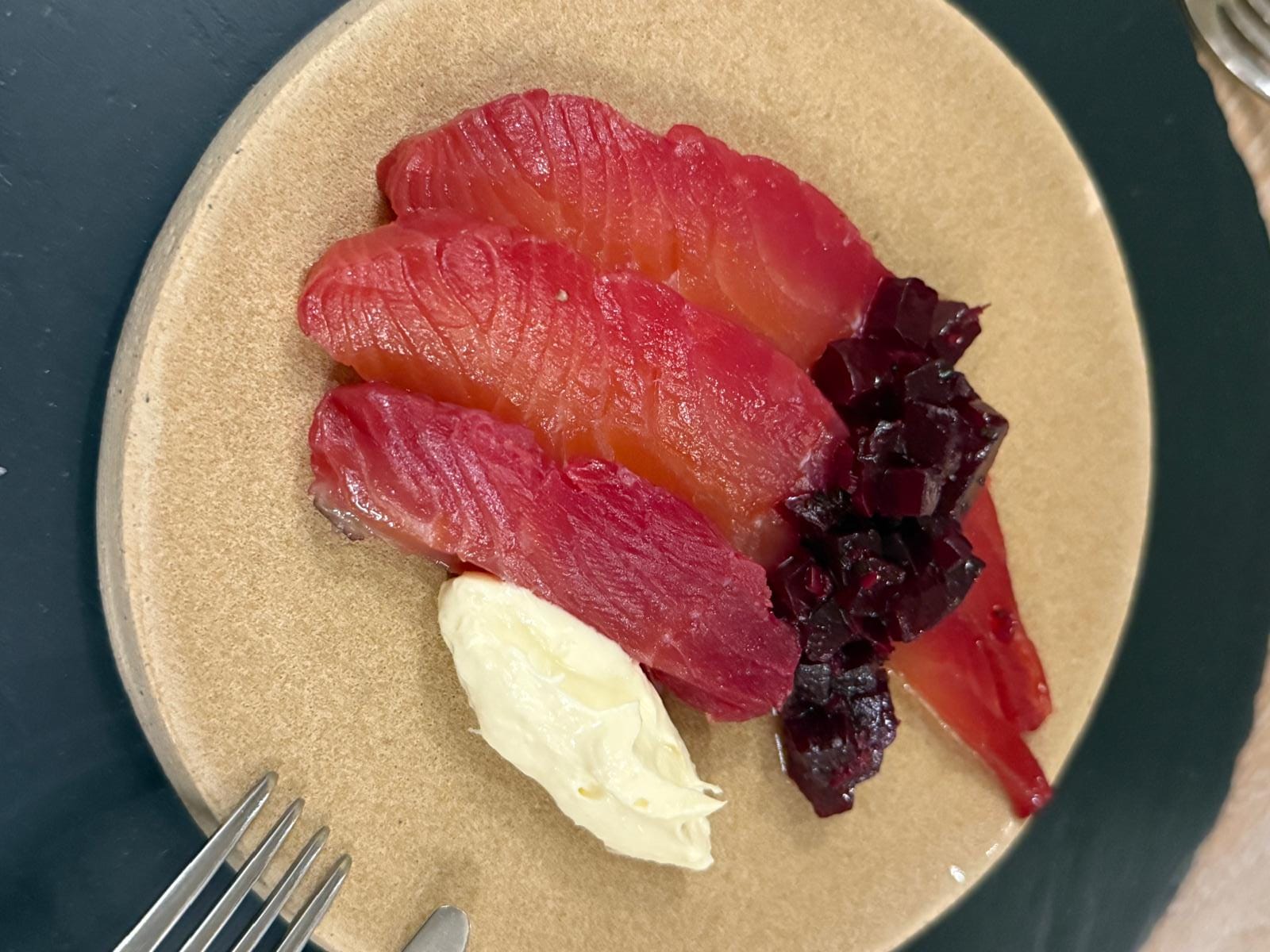 Beetroot cured salmon from Just Hooked in Portree