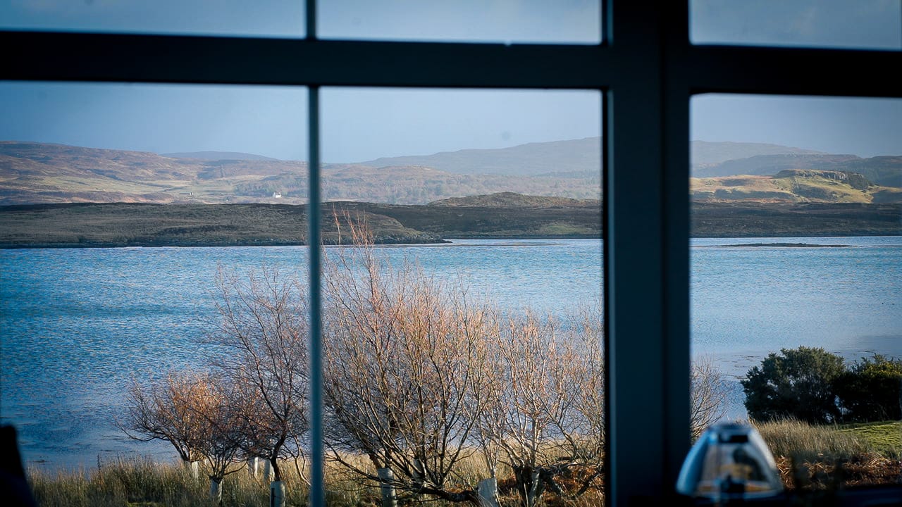 Loch Dunvegan through the window from The Three Chimneys