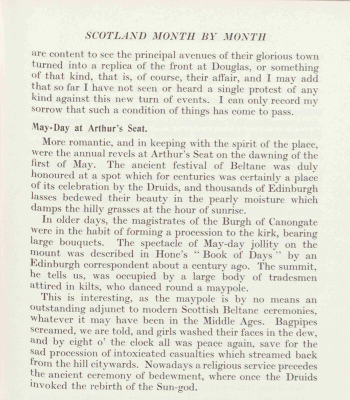 A printed extract from The Scots Magazine in 1948, entitled "Scotland Month by Month".