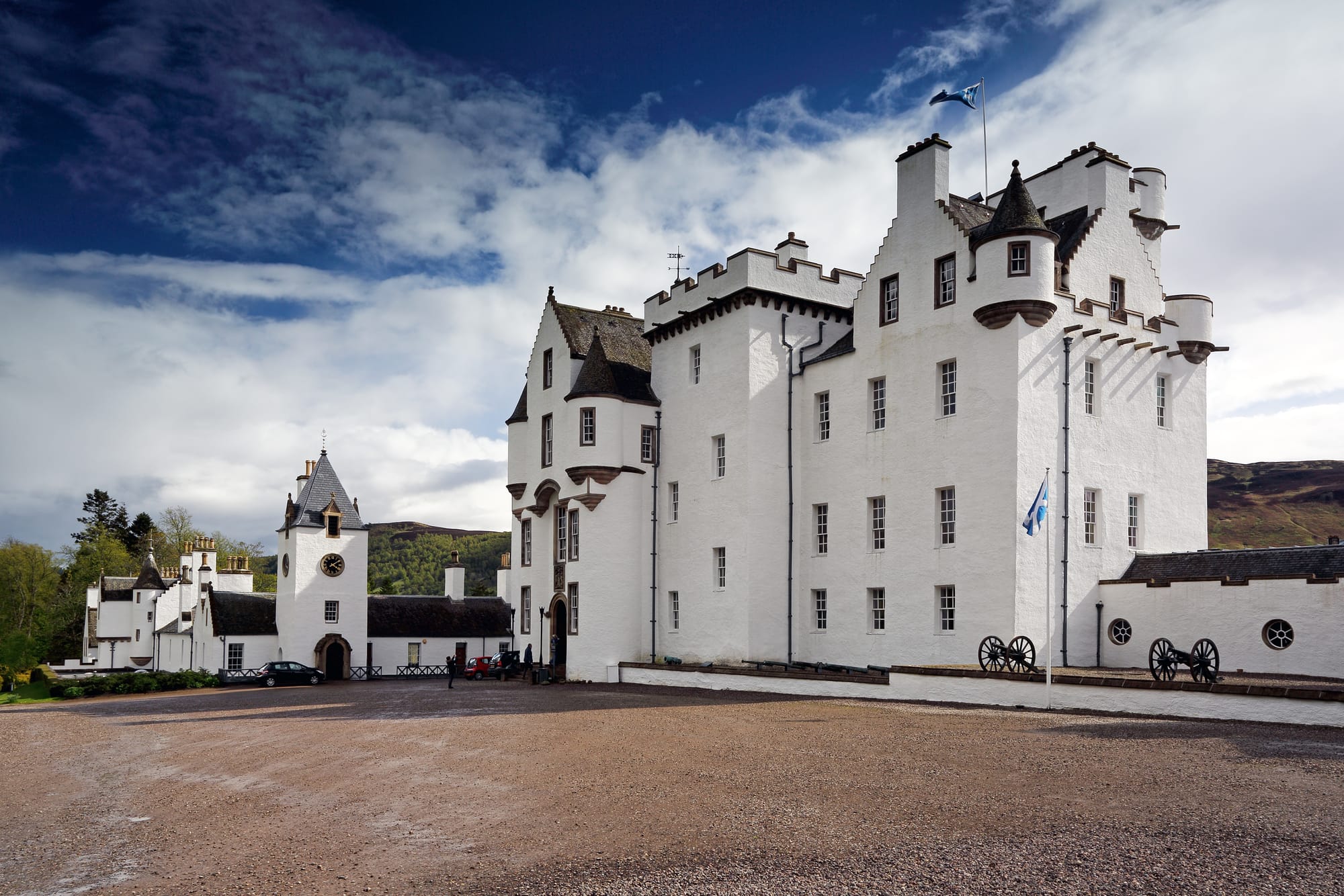 Blair Castle, home to the Atholl Gathering, is north of Pitlochry