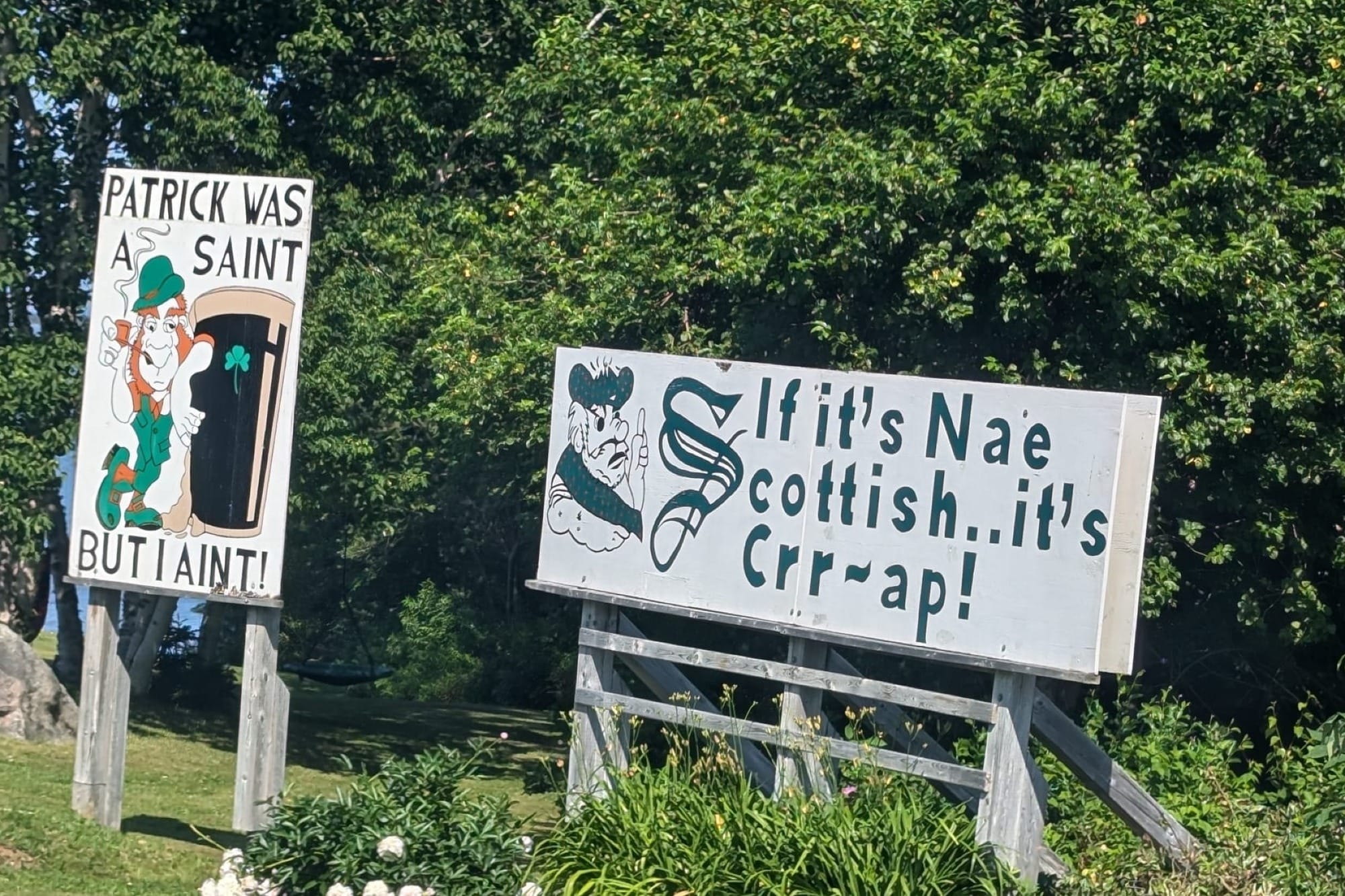 A road sign saying "If it's Nae Scottish..it's crr-ap!".