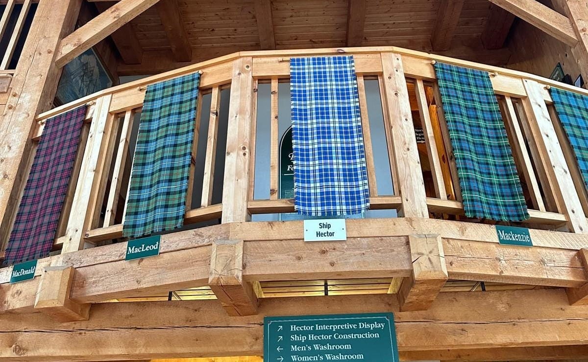 Some of the first settler families' tartans are on display at the heritage centre.