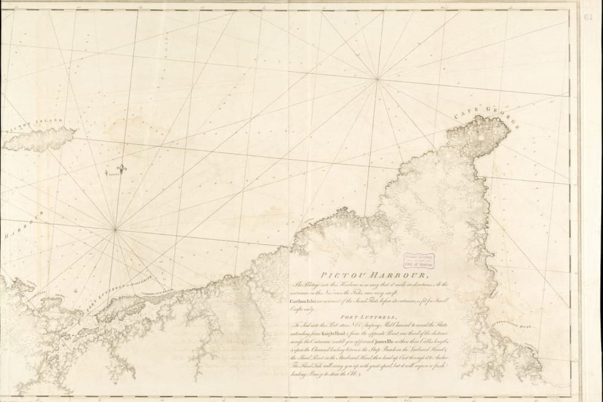 A map of Pictou Harbour from the early 1800s.