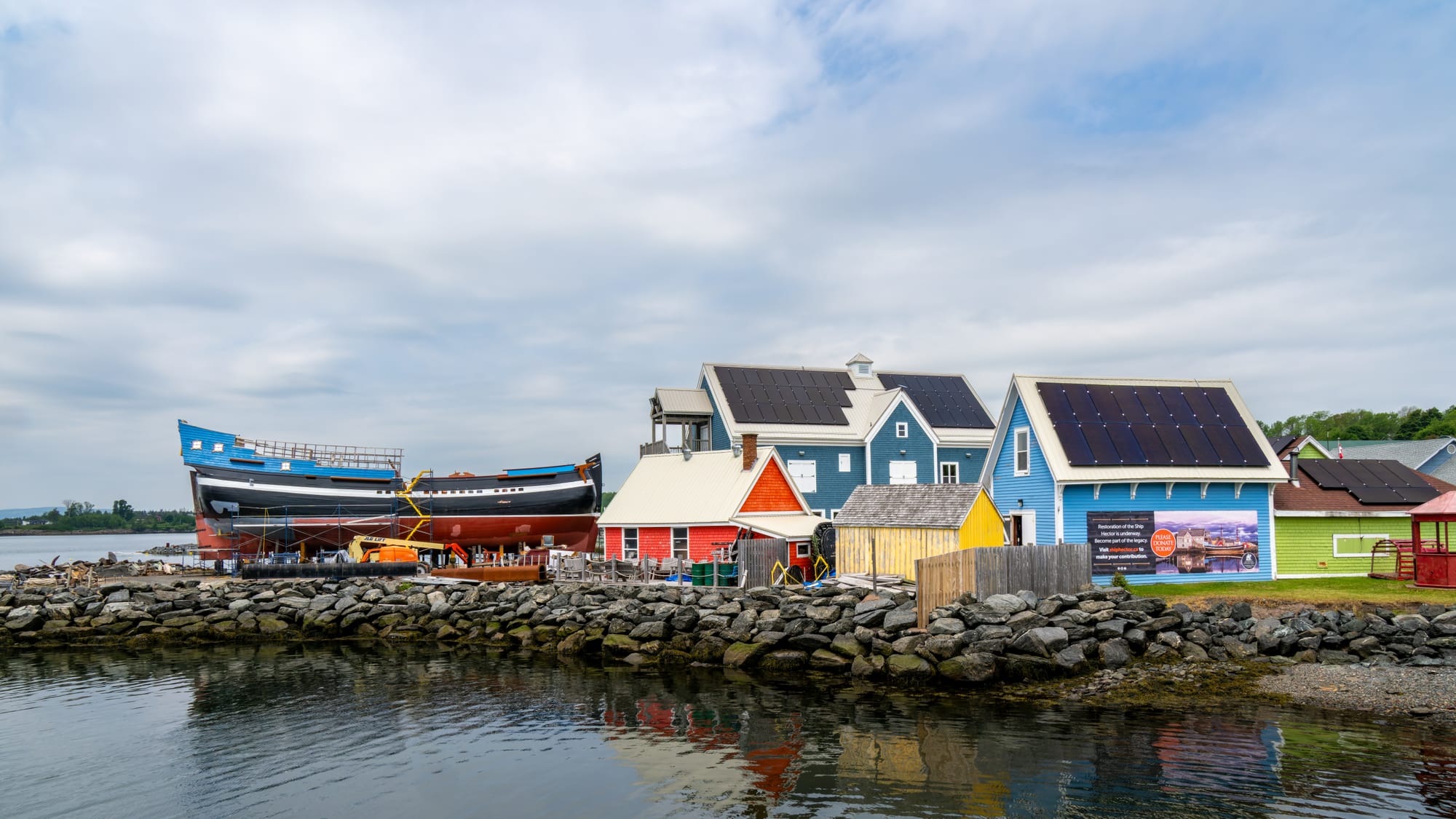 Hector Heritage Quay in Pictou, with the ship's replica in the background during the refurb.