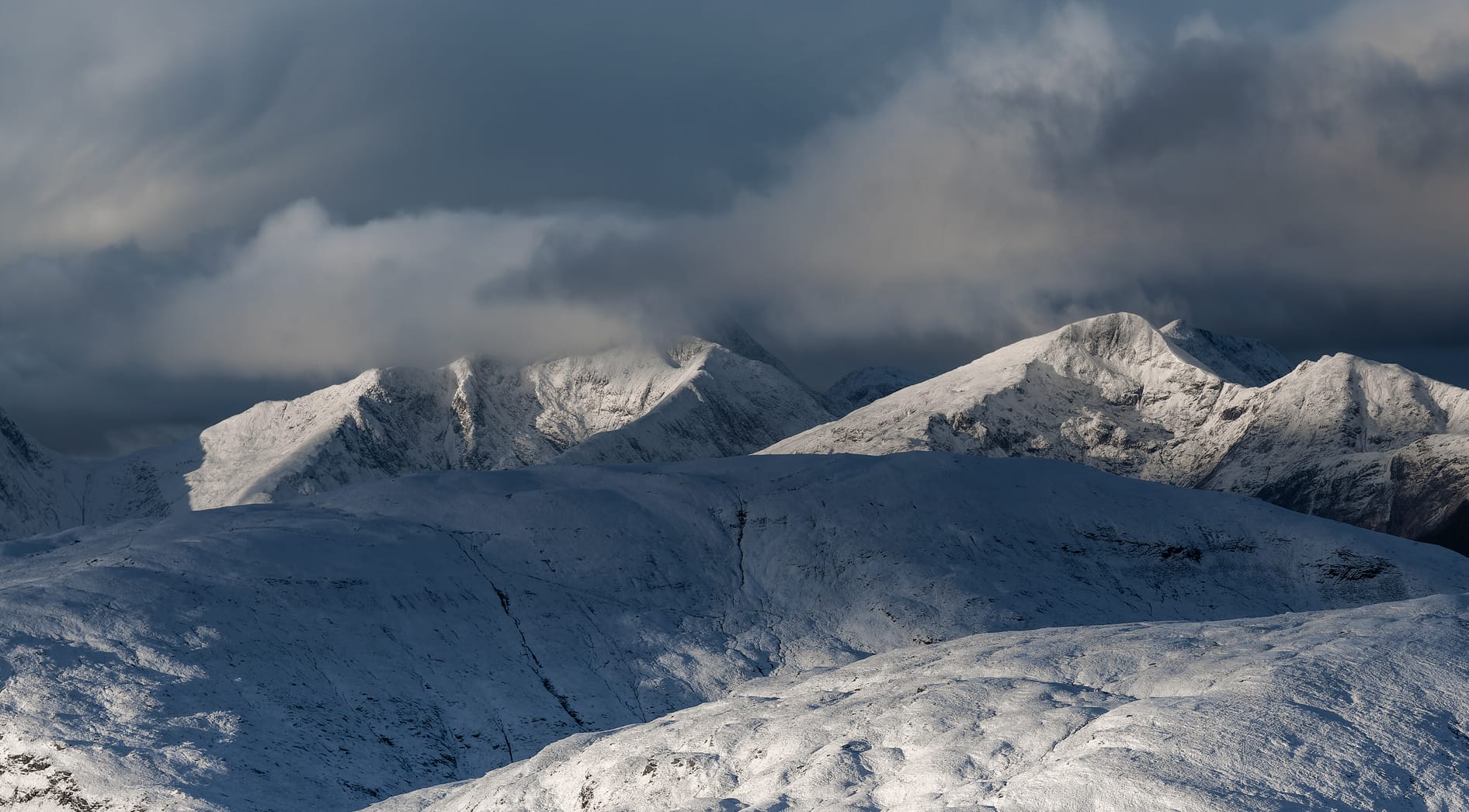 Wintry mountains.