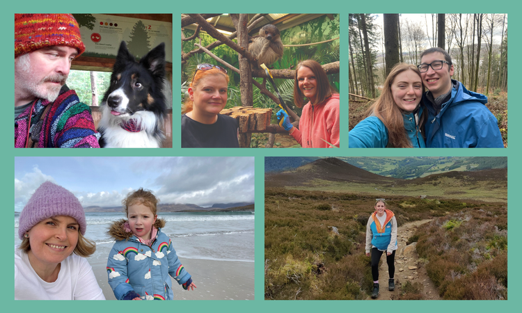 A collage of the team on adventures across Scotland.