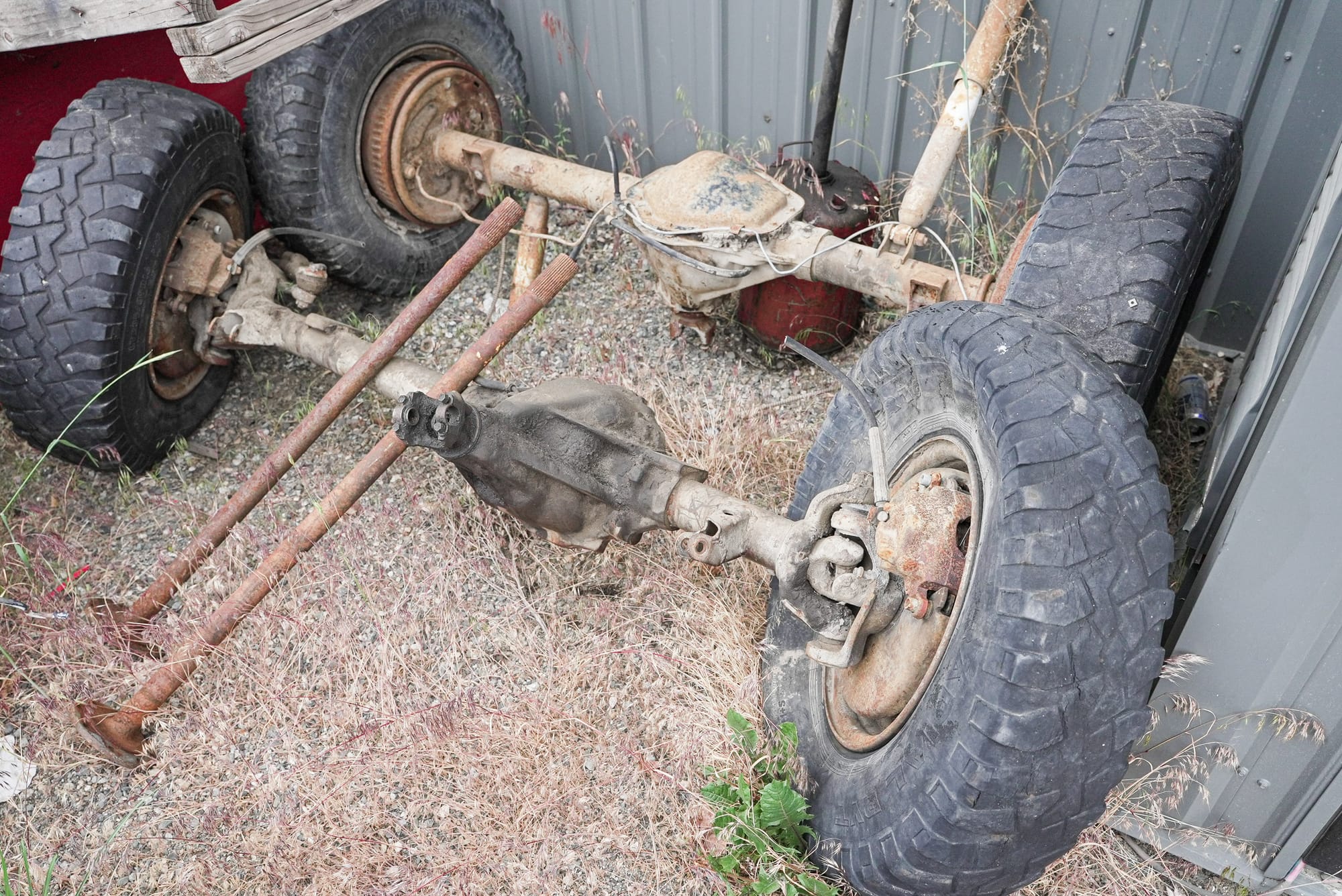 old tires and axles