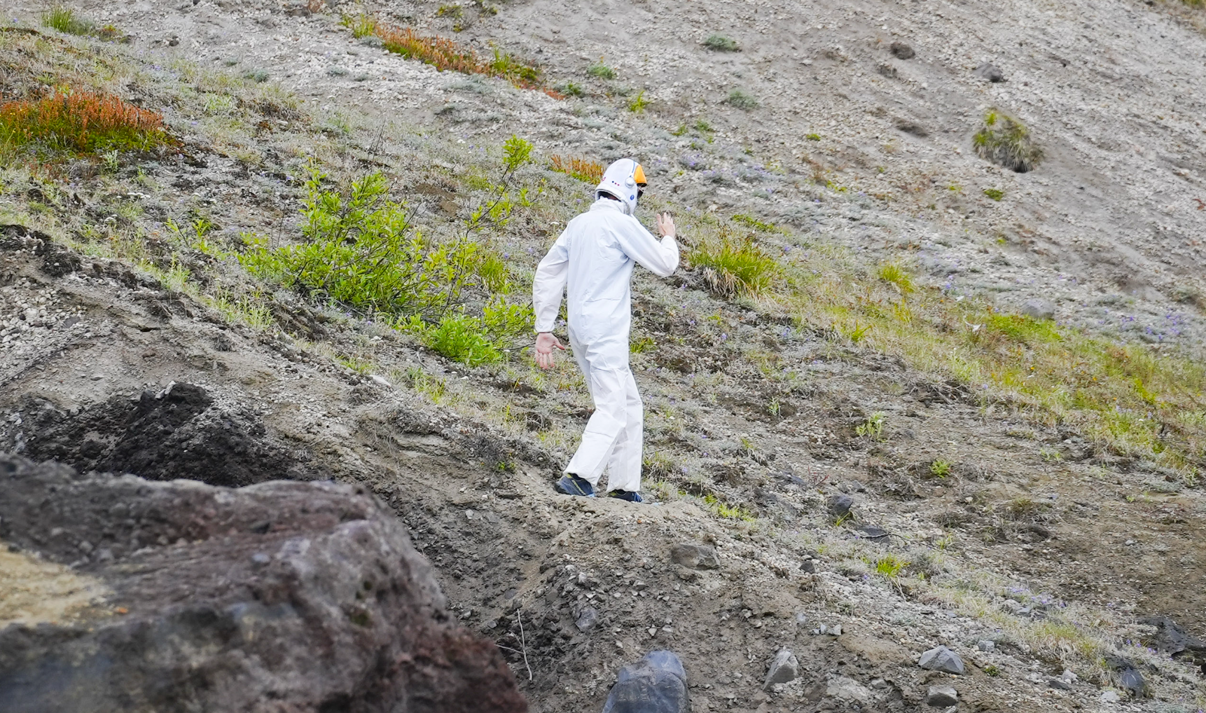 person wearing white suit