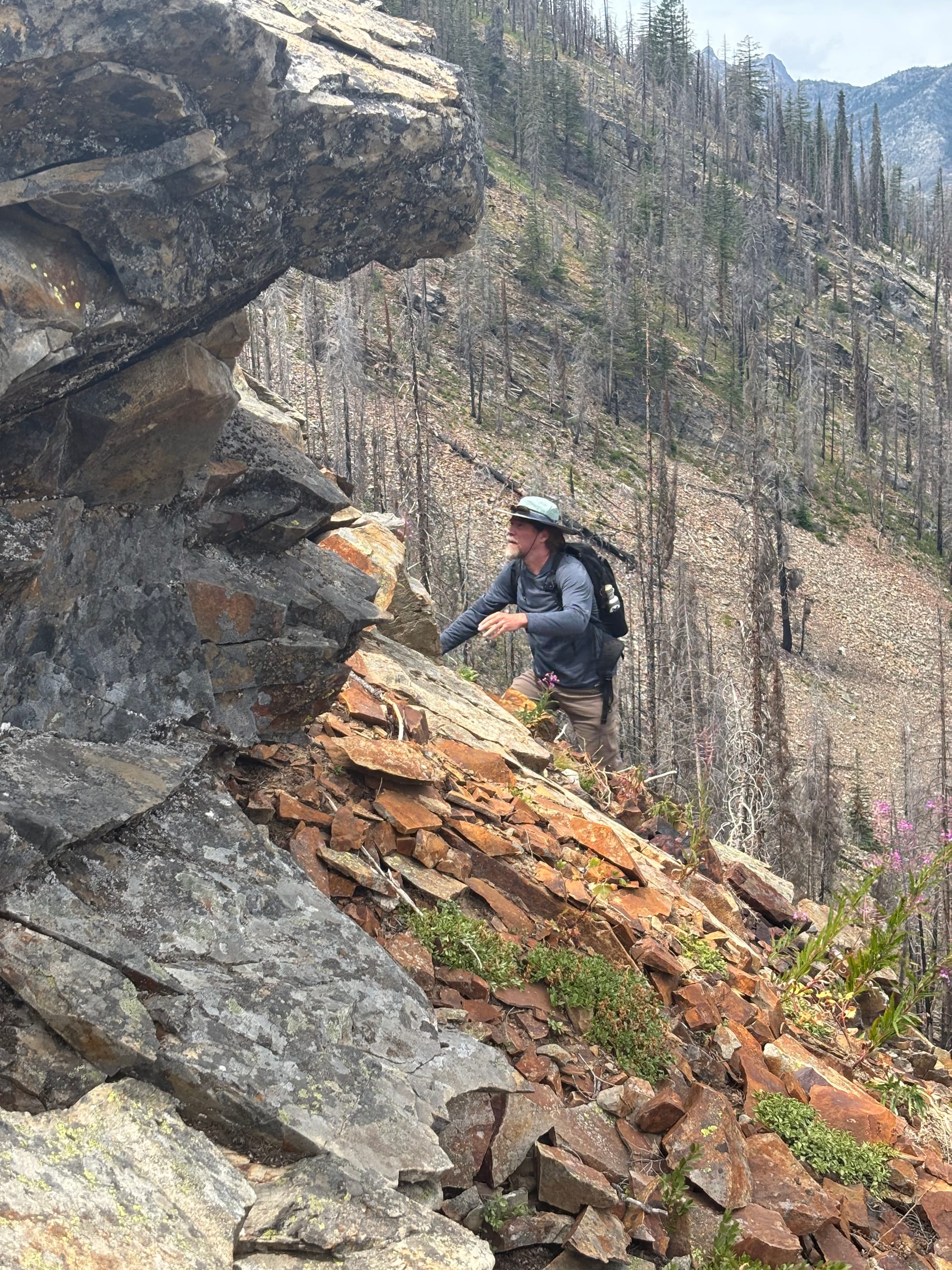 climbing steep talus