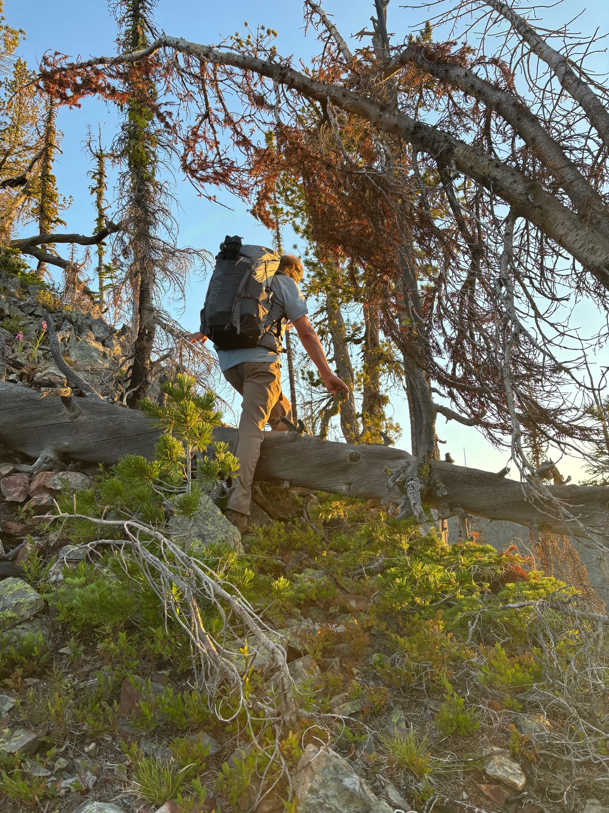 hiking on steep slope