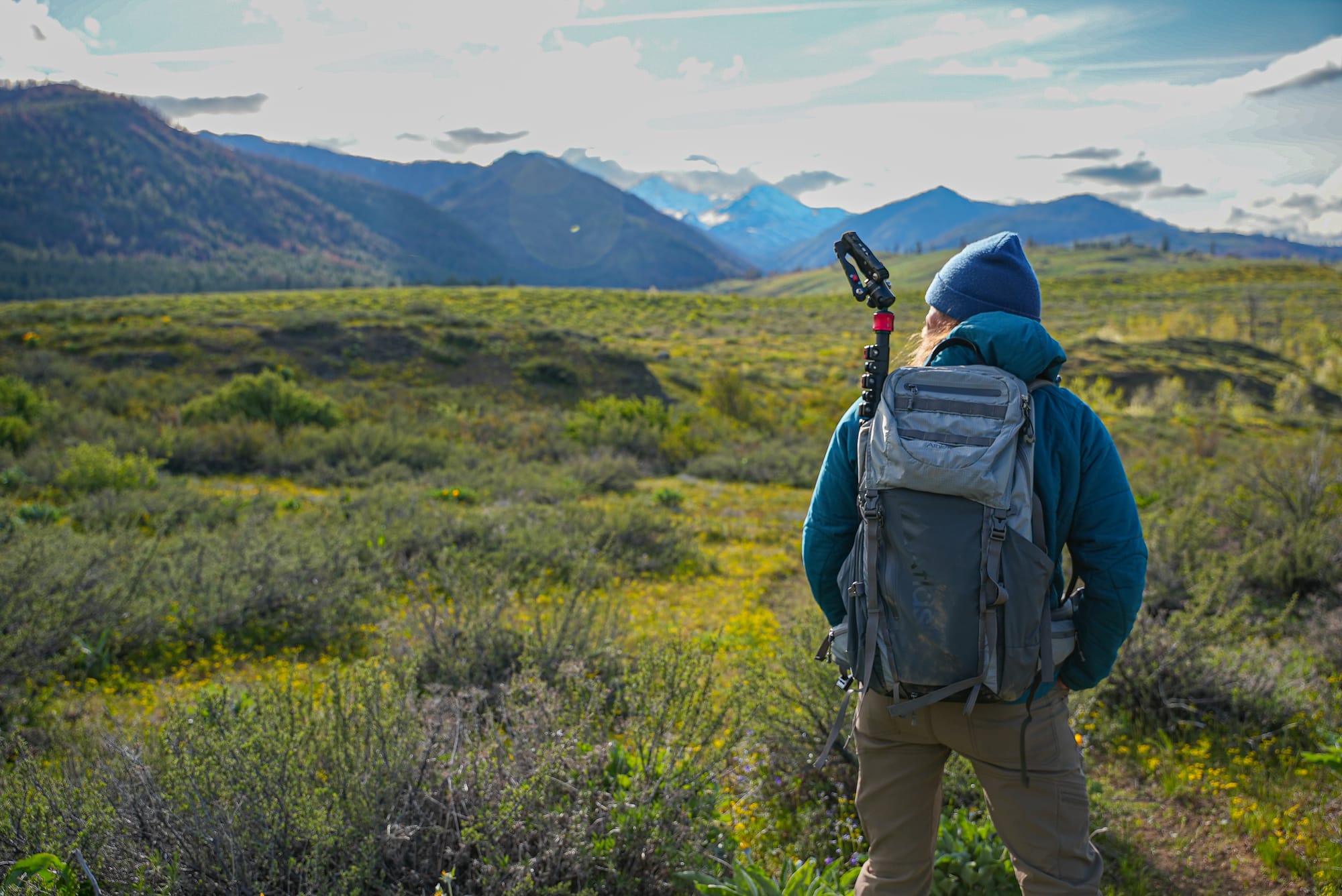 David Lukas looking at mountains