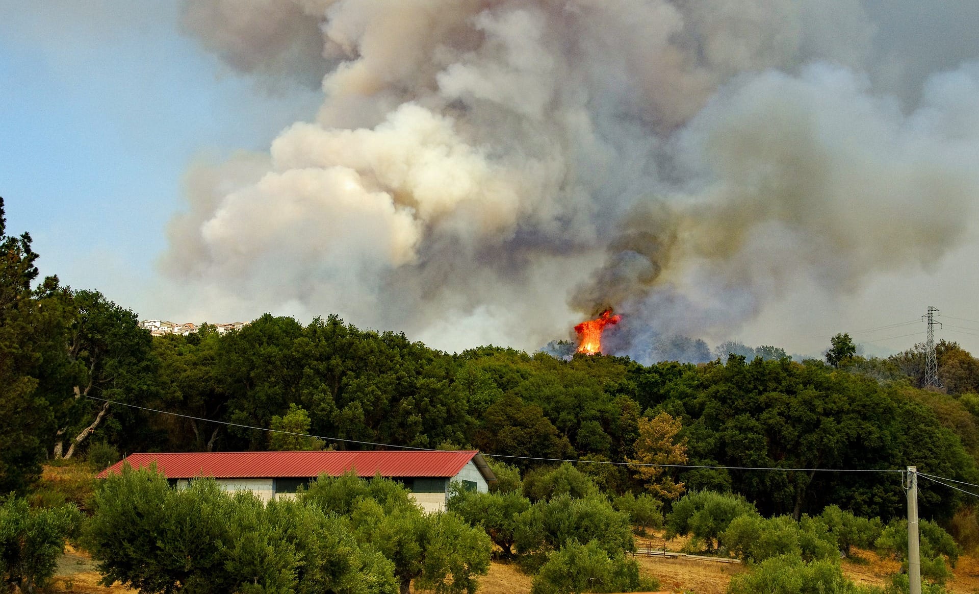 wildfire and houses