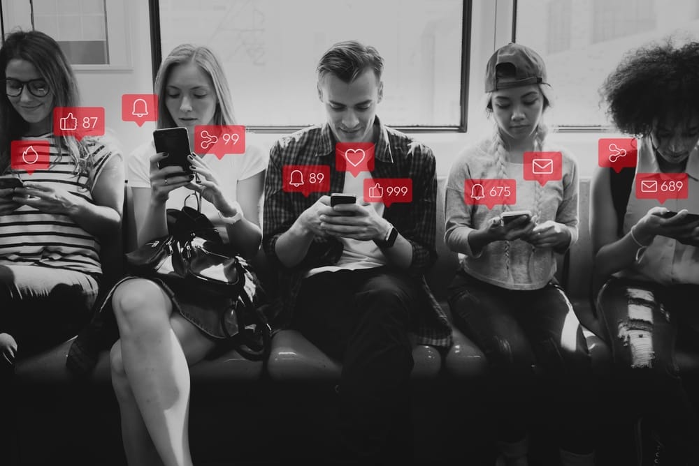 people on their phones
