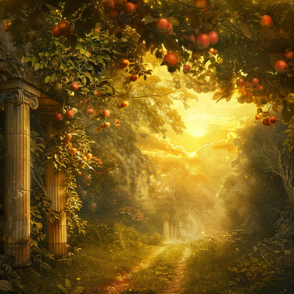 sunset light in garden