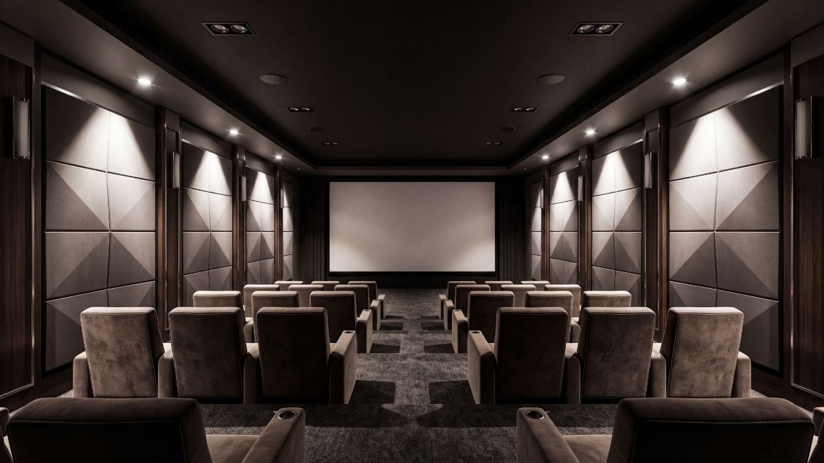 Empty luxury cinema room illustrating the disruptive cinema effect of cognitive interruptions.