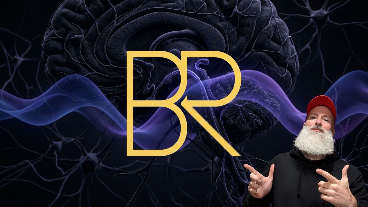 Phil Jessé gesturing beside the Bar Raiser Mindset BR logo against an illuminated neural brain backdrop.