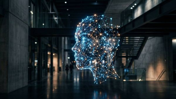 Abstract light network representing neurodivergent masking and high-performance communication.