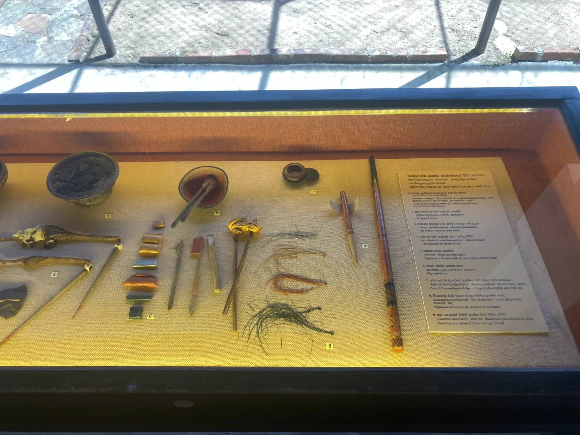 Tools used in the lacquer industry shown at the Kandy National Museum, Sri Lanka