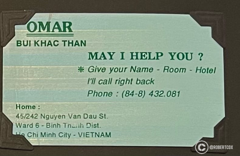A Saigon resident offered me his business card.