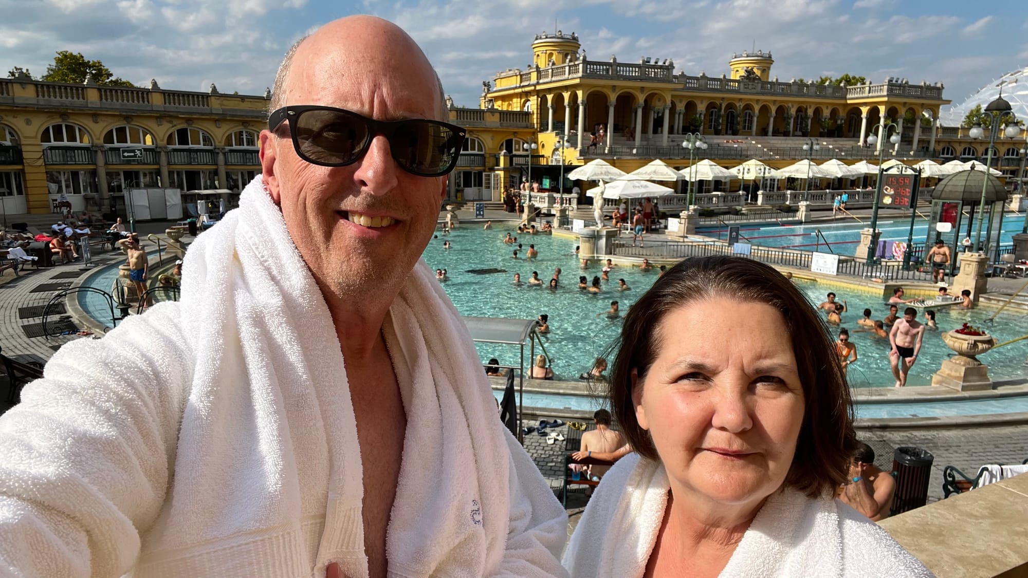 At the Széchenyi Thermal Baths in Budapest.