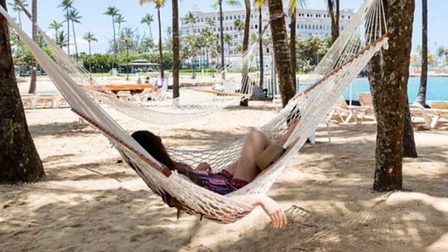 TripAdvisor: lounging on the beach at the El Caribe Hilton