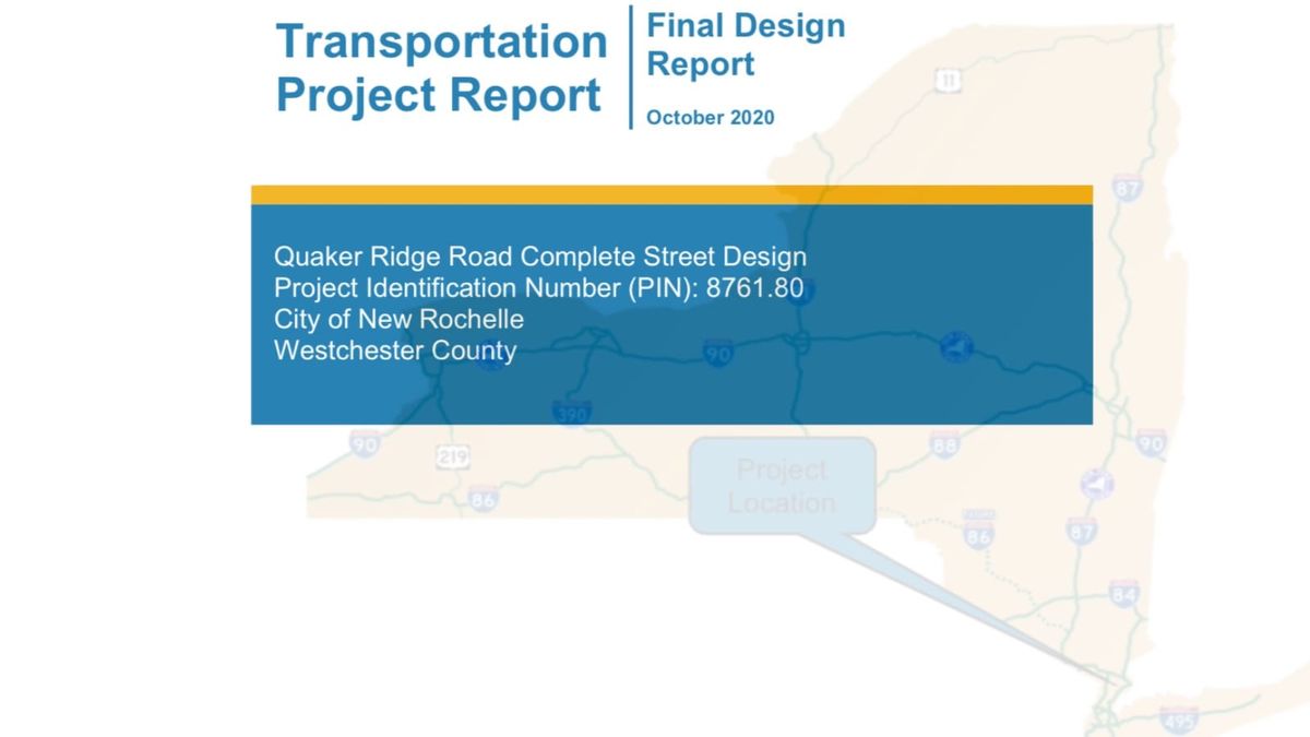 Final Design Report for the New Rochelle Quaker Ridge Road Complete Streets Project Now Available