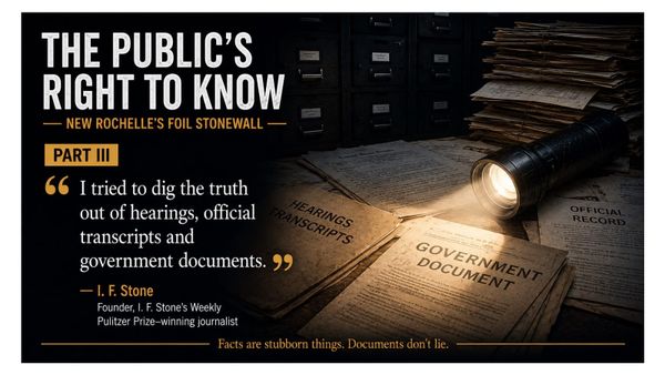 The Public's Right to Know: New Rochelle's FOIL Stonewall Part III