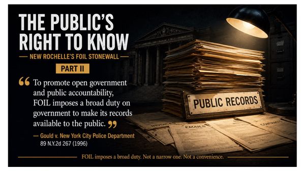The Public’s Right to Know: New Rochelle’s FOIL Stonewall — Part II