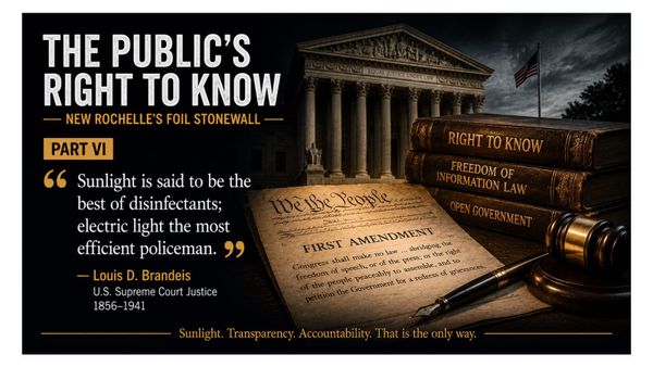 The Public’s Right to Know: New Rochelle’s FOIL Stonewall — Part VI
