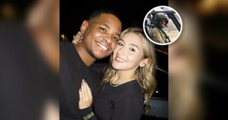 Stephanie Kenny-Velasquez and her husband Christopher Busby, an Army reservist and Black Hawk pilot, smiling together.