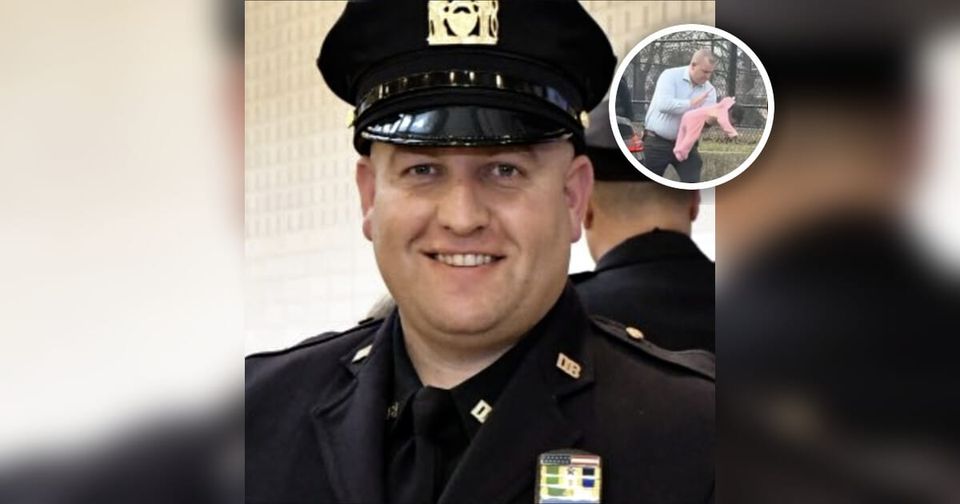 Detective Michael Greaney assisting a choking baby on the Bronx River Parkway