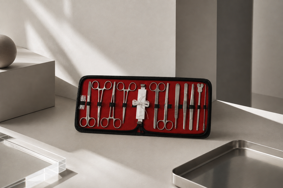 Estuche de Disección de 16 Piezas Hergom Silvery: la herramienta esencial para estudiantes de medicina