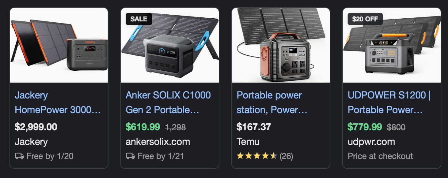 Portable power stations with solar panels