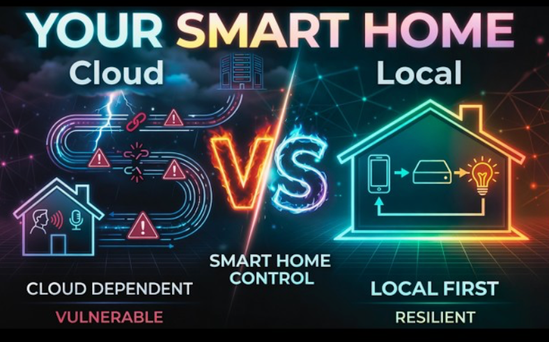 Simplified view of local vs cloud home automation