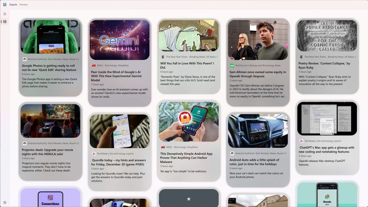 Screenshot of Digets app on Windows