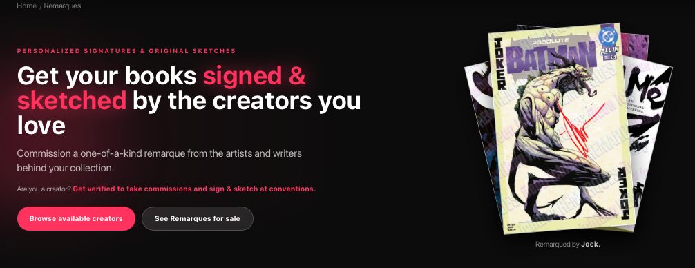 Screenshot of Neon Ichiban's new commissioned digital comics art program website.