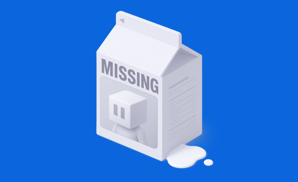 Milk carton graphic with 'Missing' written on it. It's from social network Digg's beta platform.