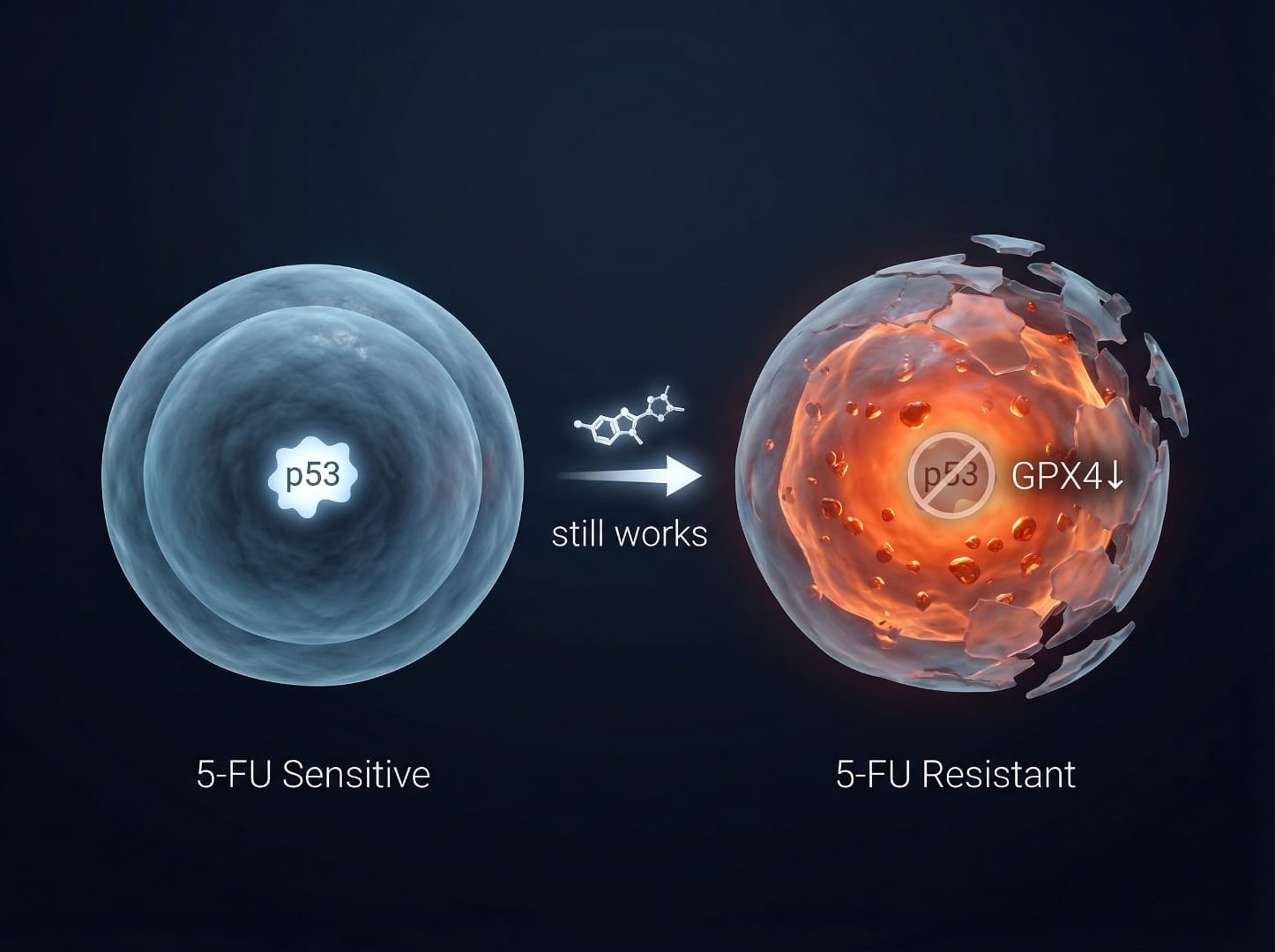 Fenbendazole mechanism in 5-FU sensitive vs resistant colorectal cancer cells — p53-independent ferroptosis via GPX4 suppression
