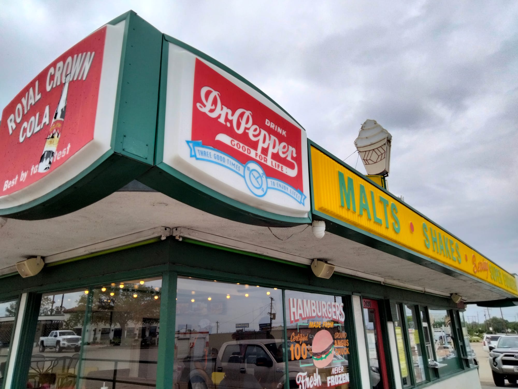 The front of Health Camp, one of the oldest restaurants in Waco, TX