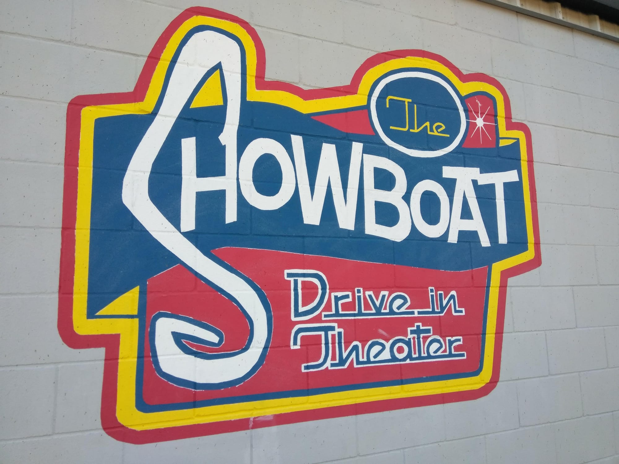 The Showboat Drive In Movie Theater Wall Mural of their logo
