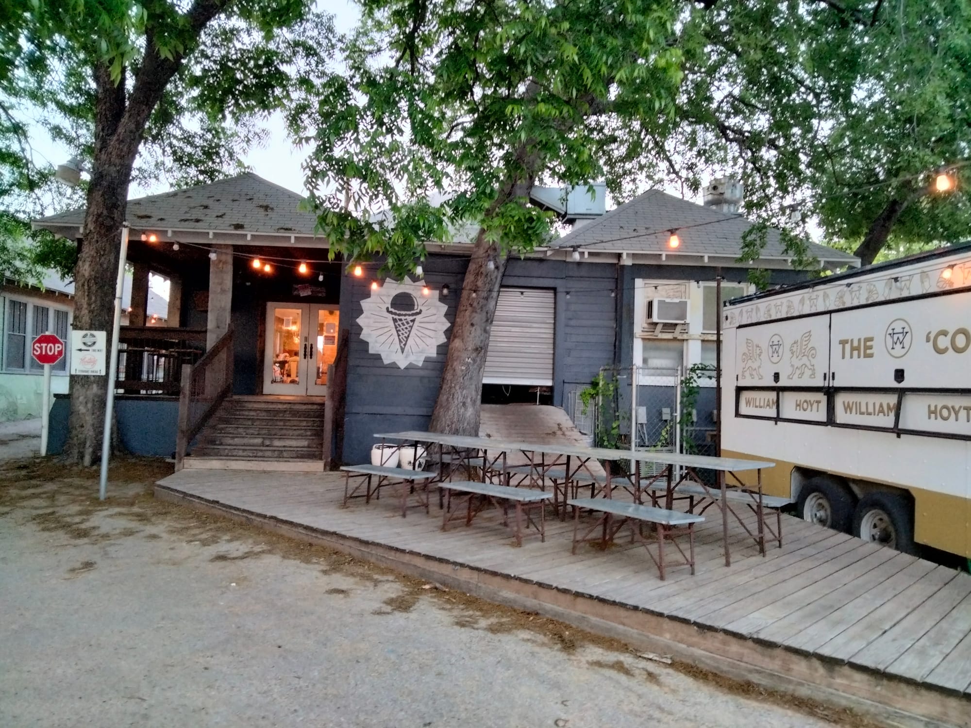 The back entrance of Heritage Creamery, one of the best ice cream places in Waco, Tx
