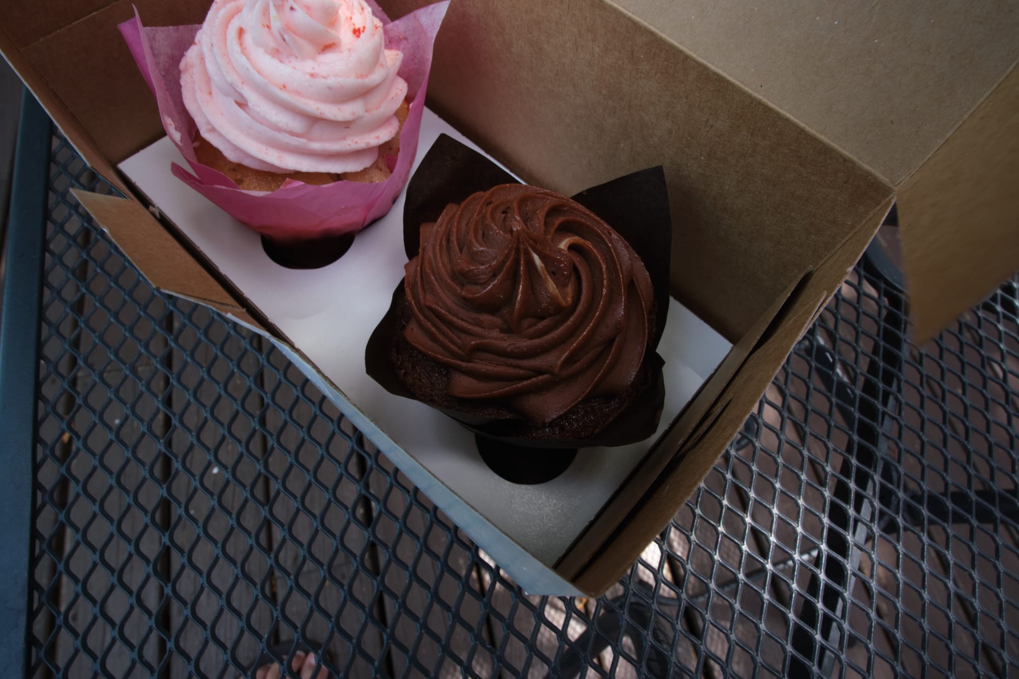 Cupcakes on the table at Baked Bliss, a local dessert place in Waco, TX