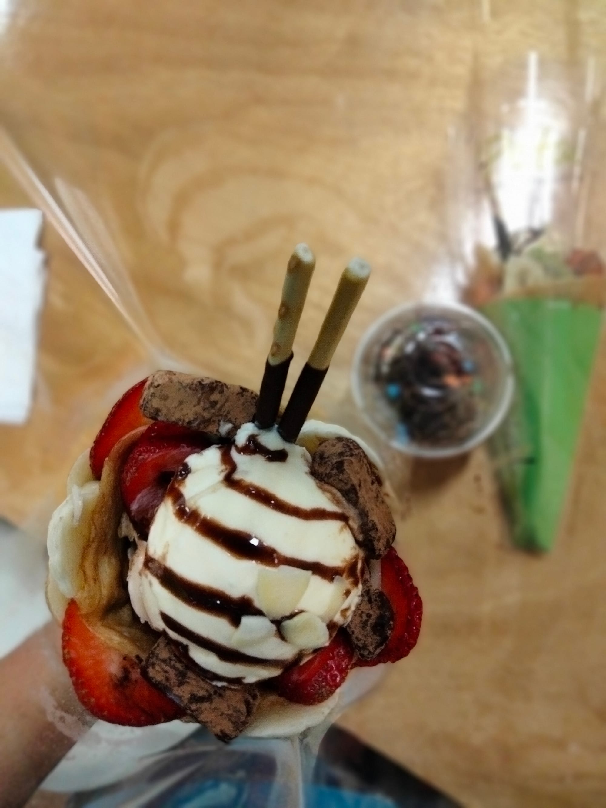 A sweet crepe from J-Petal & Poke Waco, a local Waco dessert shop